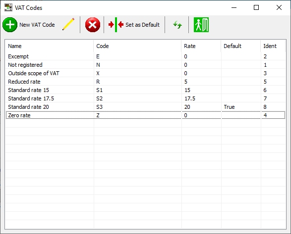 VAT codes